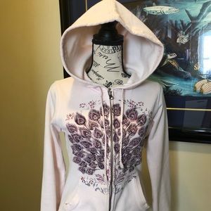 Pink Peacock Lucky Brand Hoodie Size Small